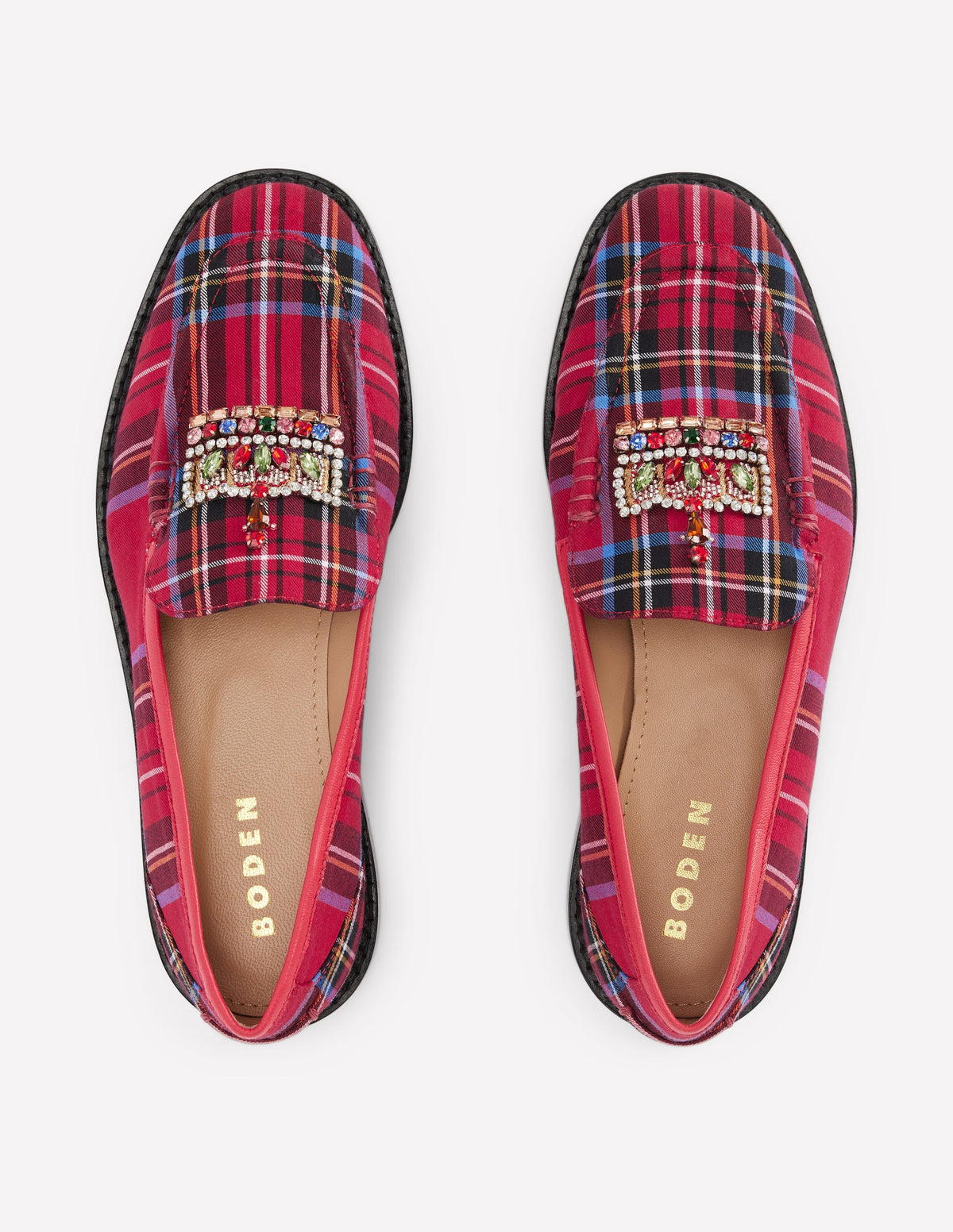 Nya Penny Loafers-Red Tartan, Crown - Image 6