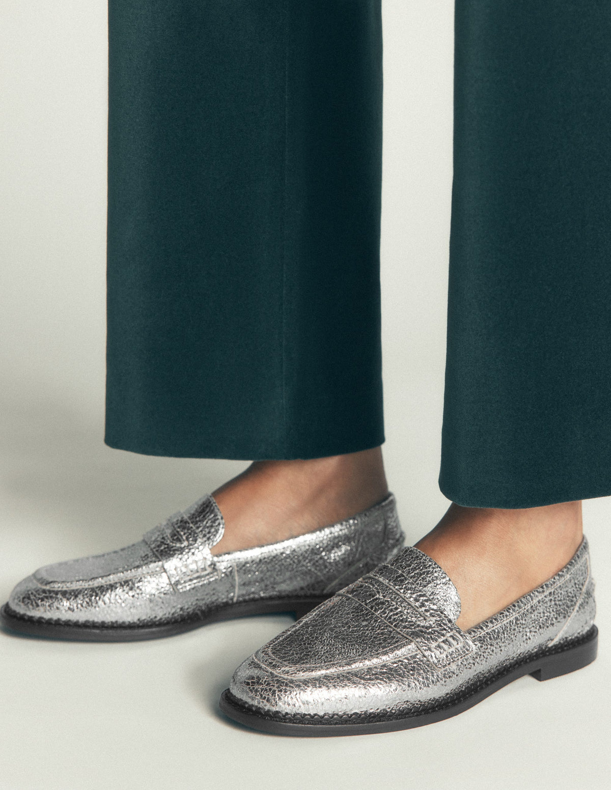Nya Penny Loafers-Silver Metallic - Image 2