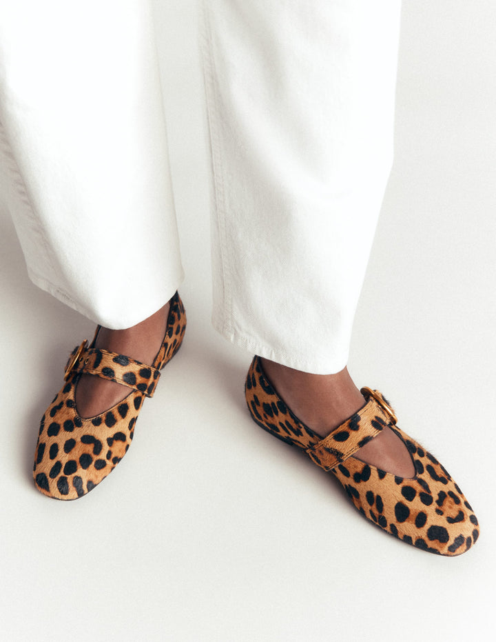 Kylie Flat Buckle Mary Janes-Classic Leopard