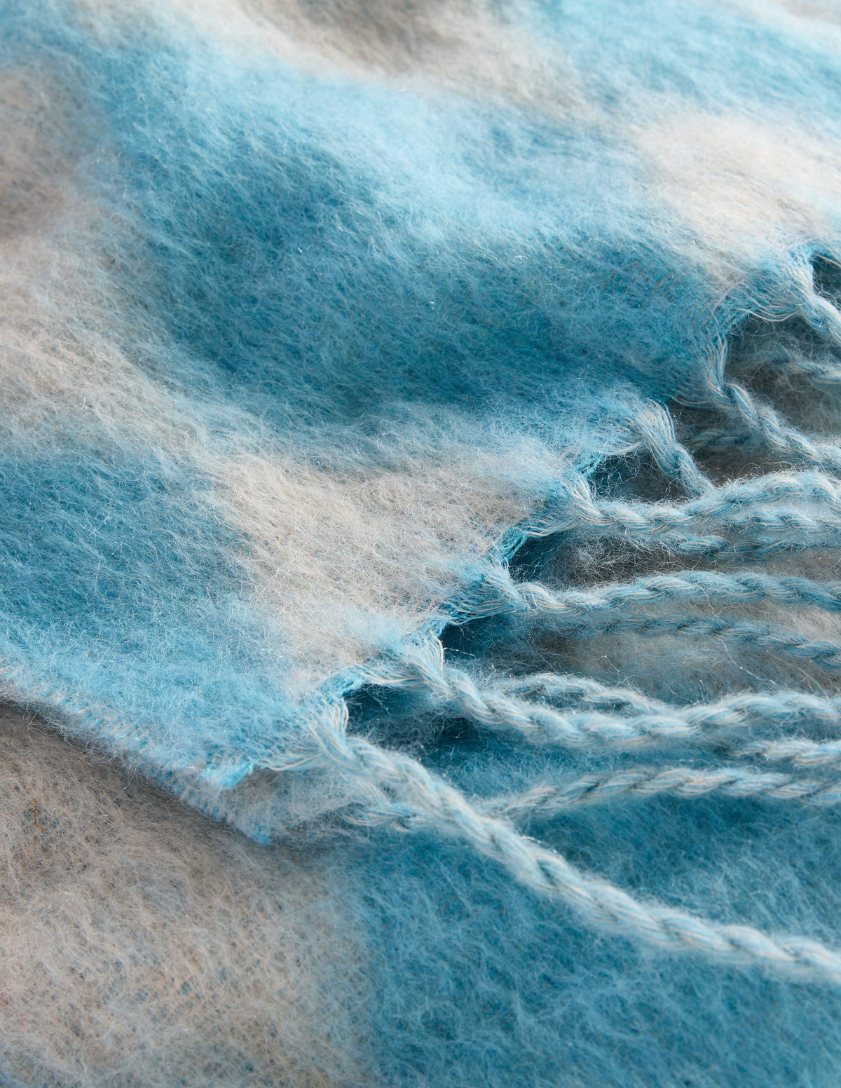 Mohair Woven Scarf-Duck Egg Blue Argyle - Image 3