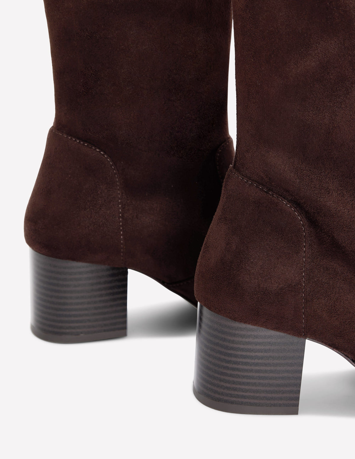 Block Heel Stretch Boots-Chocolate-4