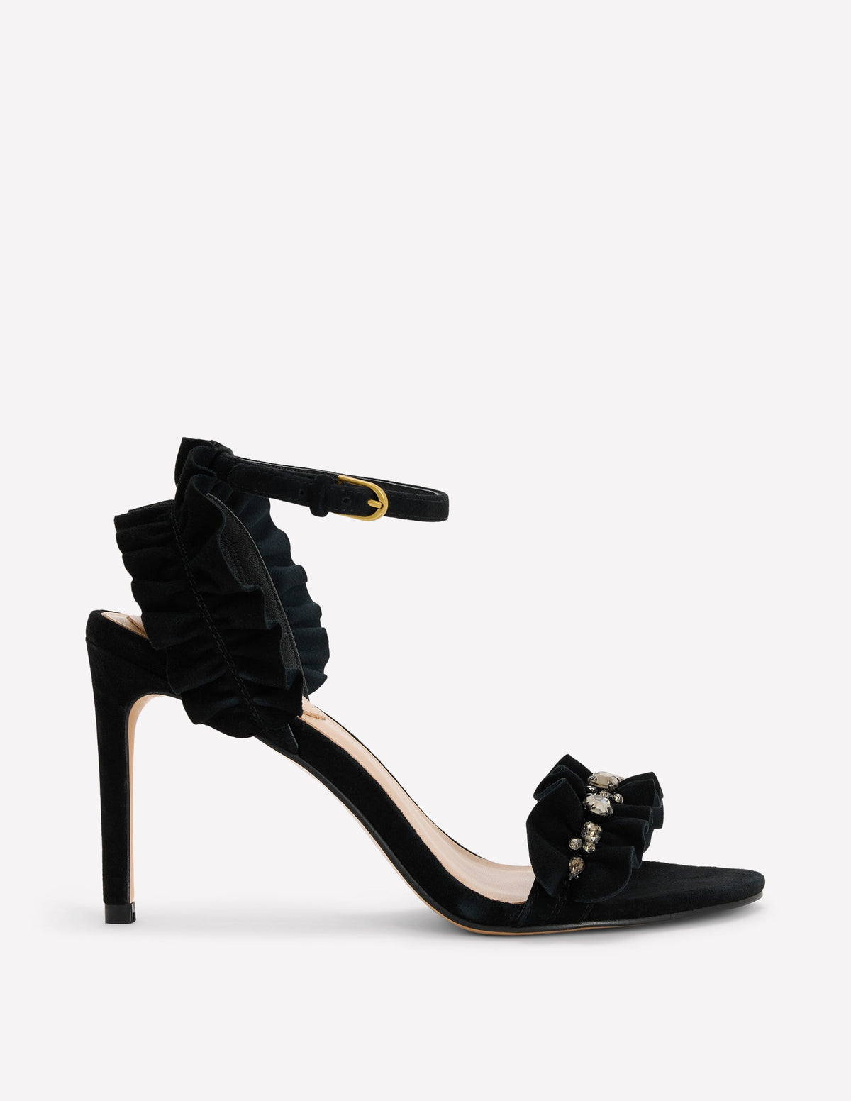 Pleat Detail Heeled Sandals-Black - Image 1