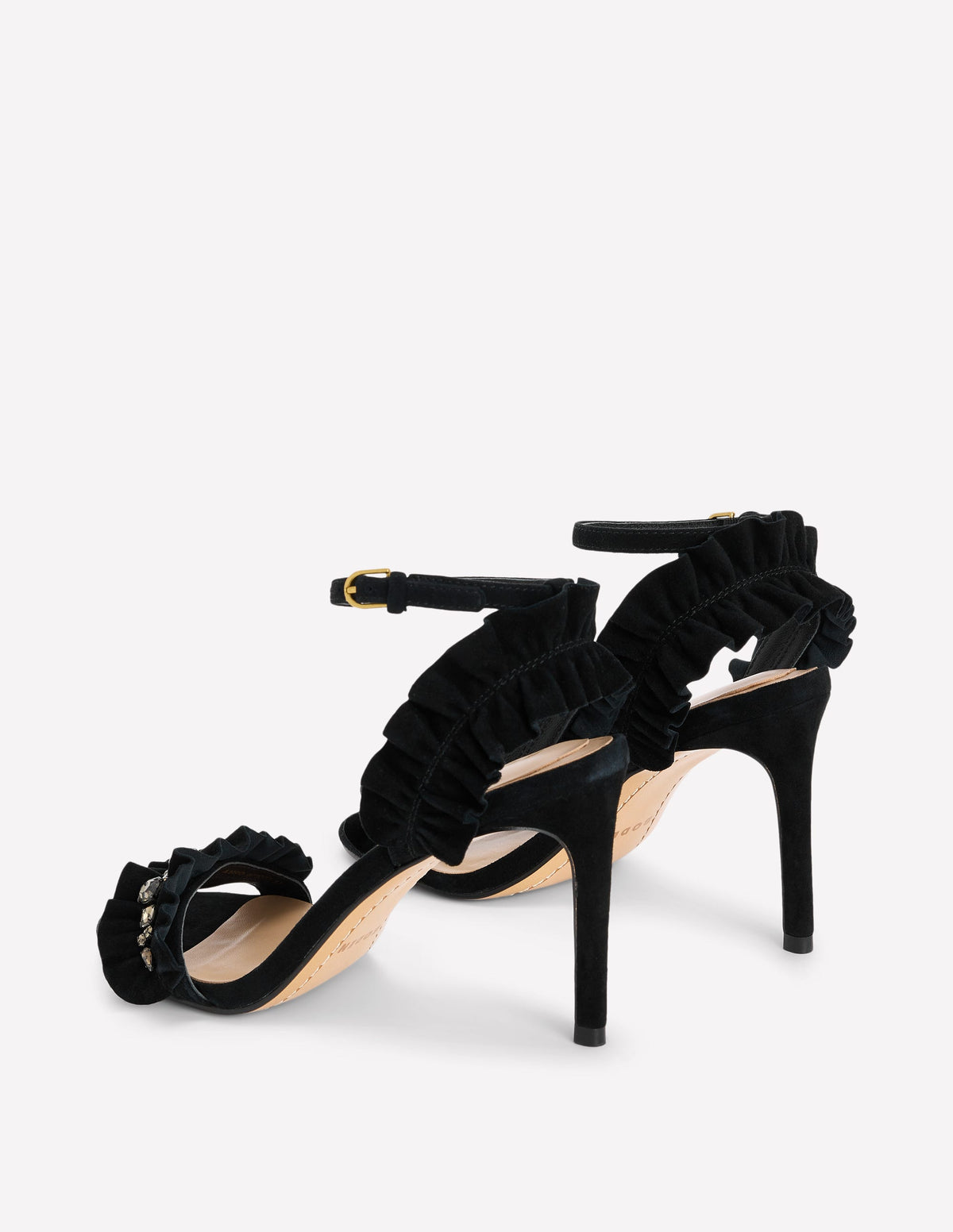 Pleat Detail Heeled Sandals-Black-5