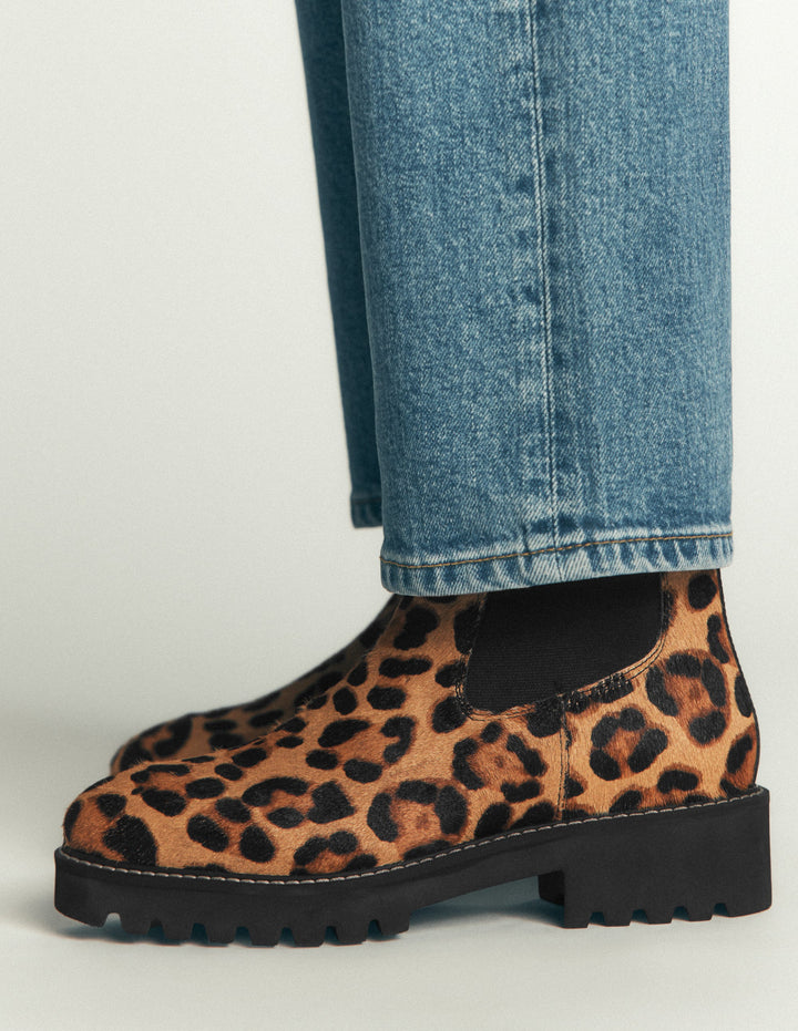 Jessie Chunky Chelsea Boots-Leopard