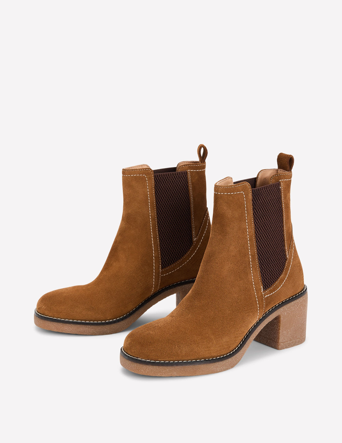 Heeled Crepe Chelsea Boots-Cognac Suede-3