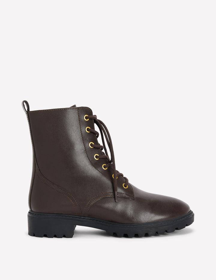 Alex Lace Up Ankle Boots-Chocolate