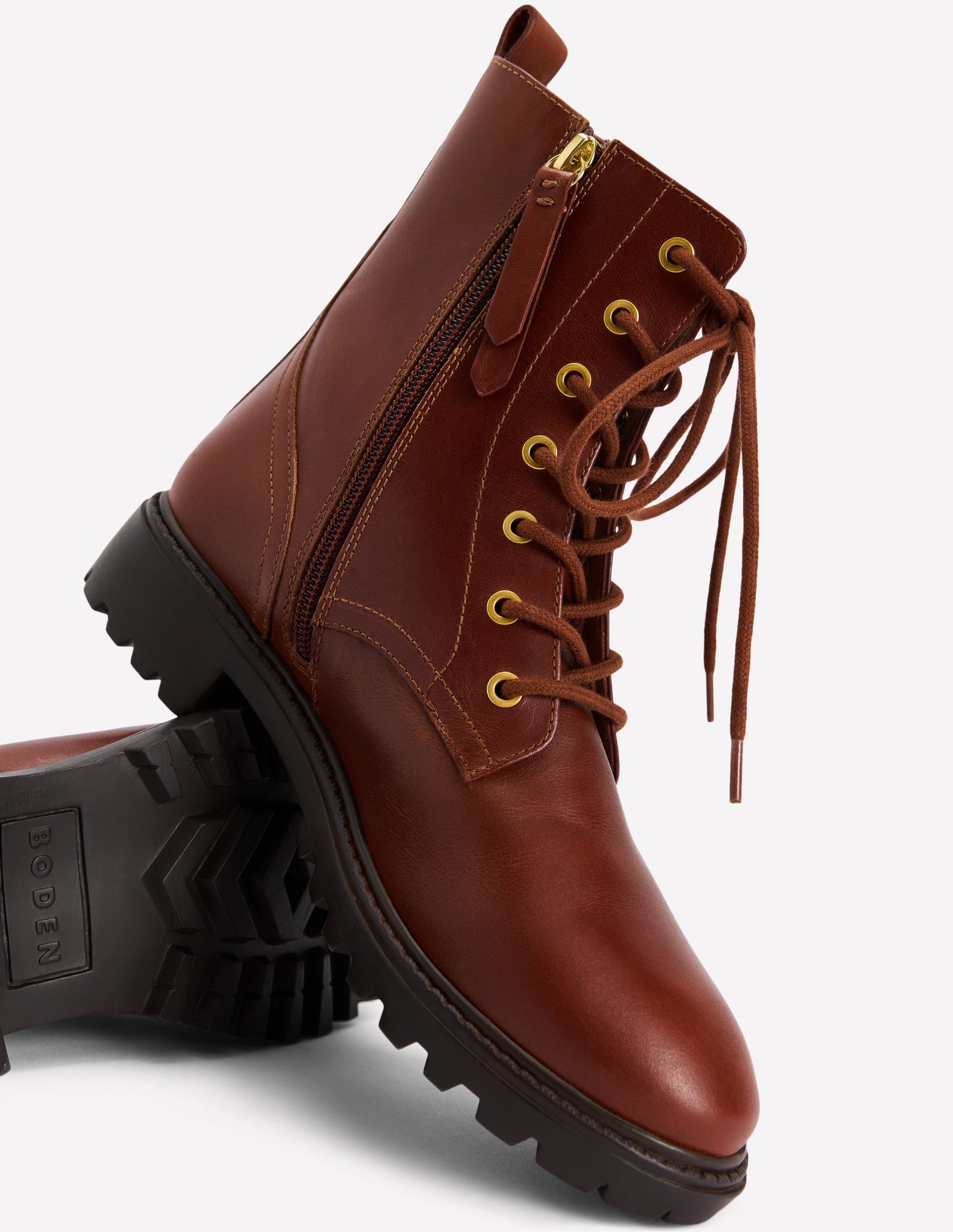 Alex Lace Up Ankle Boots-Russet Tan Leather-4