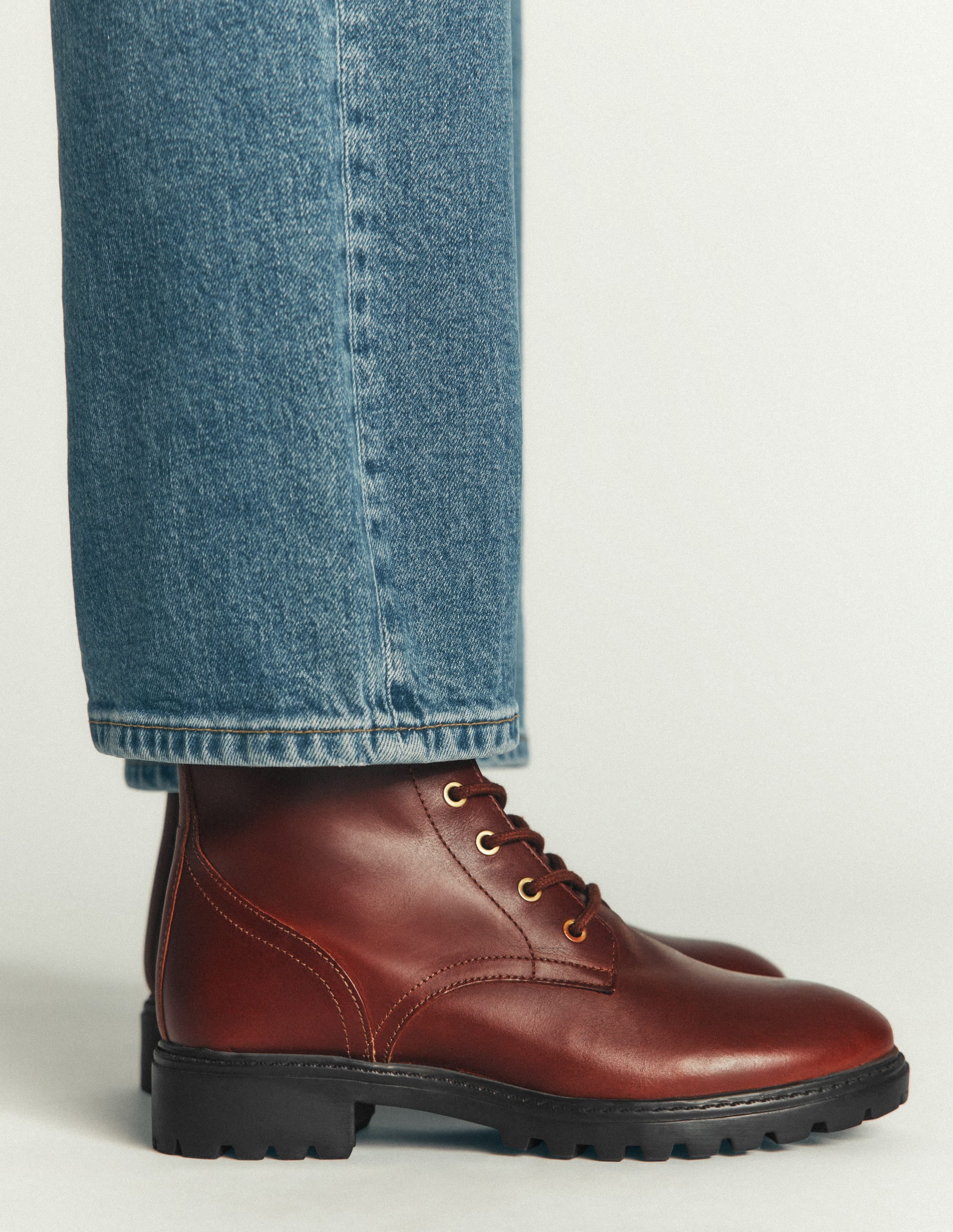 Alex Lace Up Ankle Boots-Russet Tan Leather - Image 2
