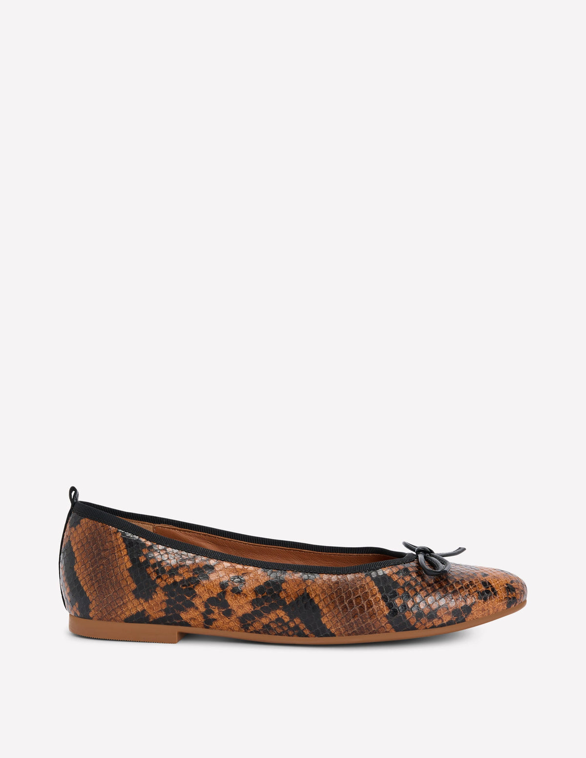 Patti Round Toe Ballet Flats-Tan Snake Print-1