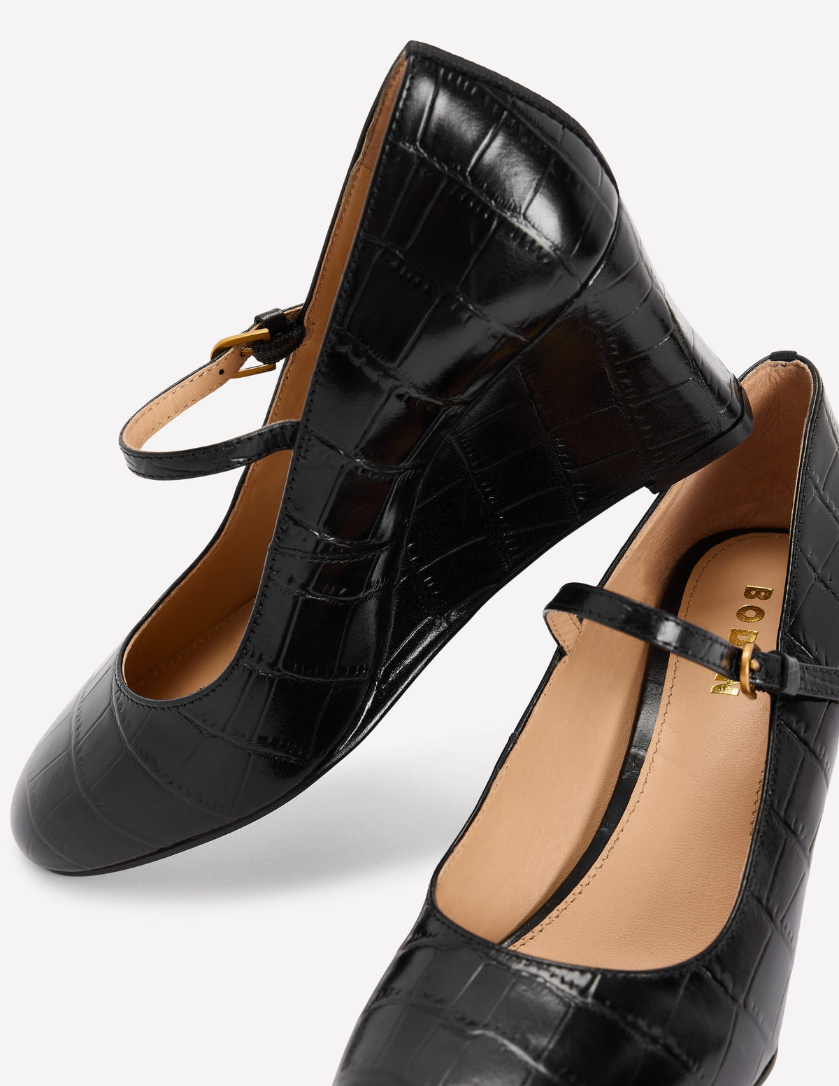 Wedge Mary Janes-Black Croc Embossed-5
