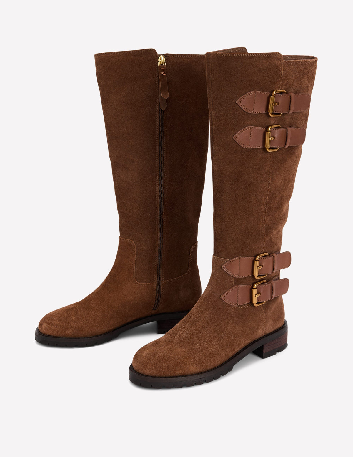 Multi Buckle Knee Boots-Raw Umber-3