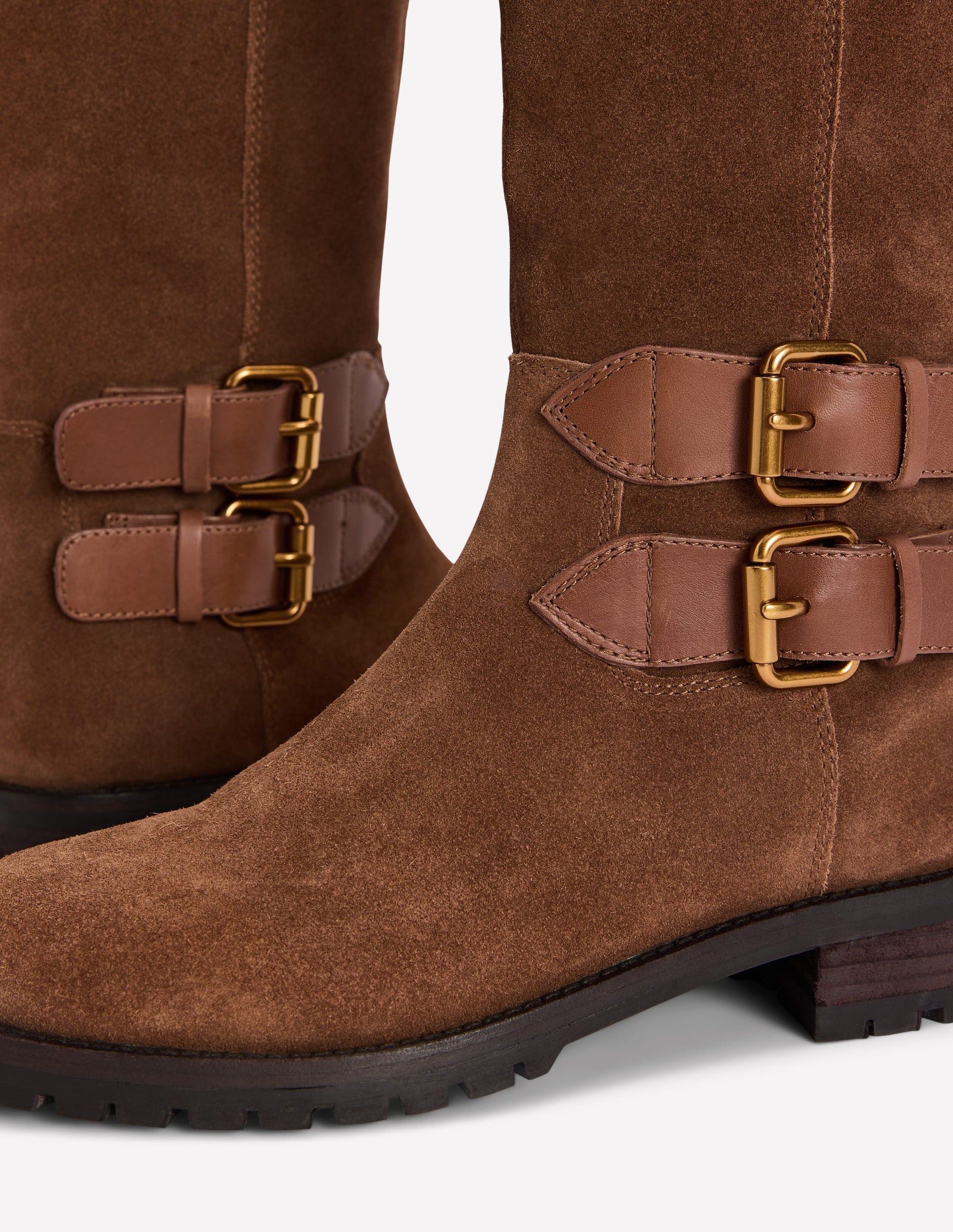 Multi Buckle Knee Boots-Raw Umber-4