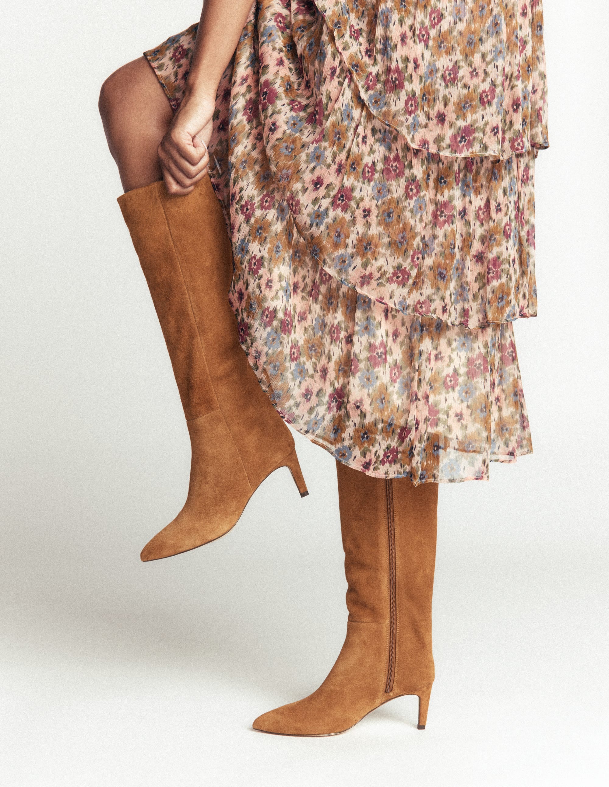 Straight Leg Heeled Boot-Golden Brown - Image 2