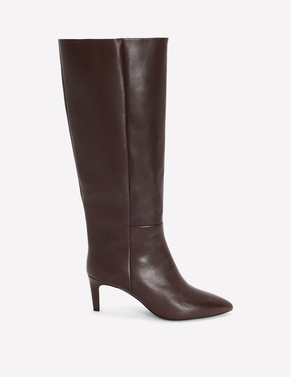 Straight Leg Heeled Boots-Chocolate Leather-1