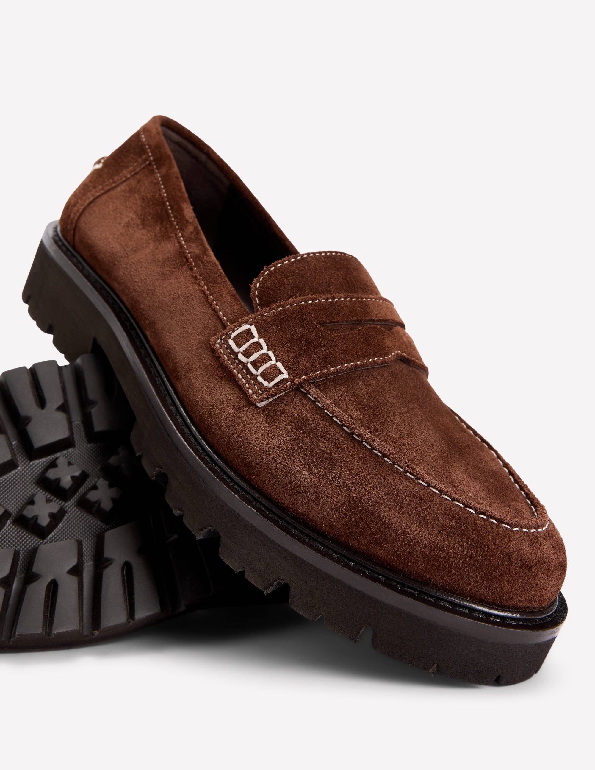 Chunky Cleated Sole Loafers-Raw Umber - Image 4