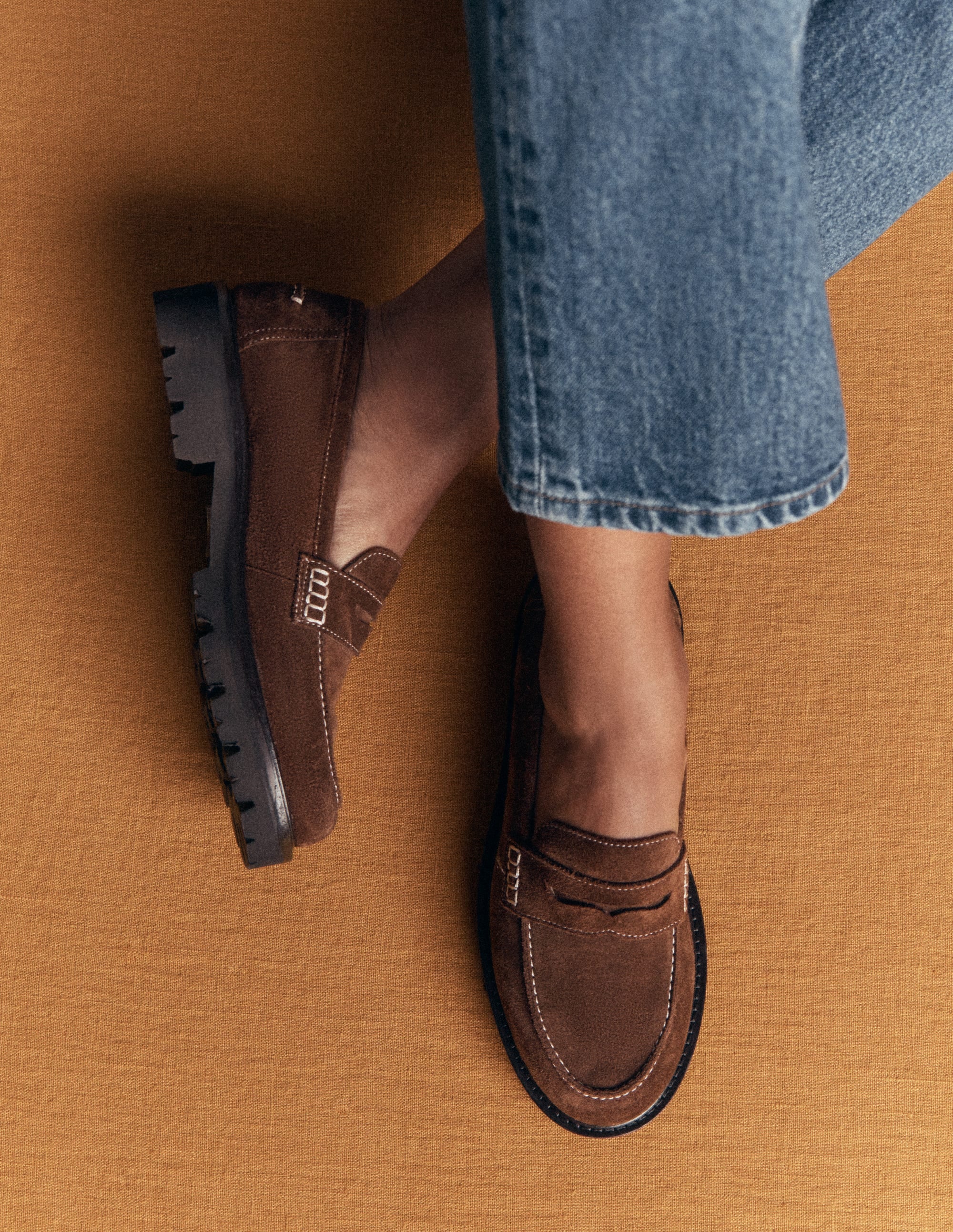 Chunky Cleated Sole Loafers-Raw Umber - Image 2