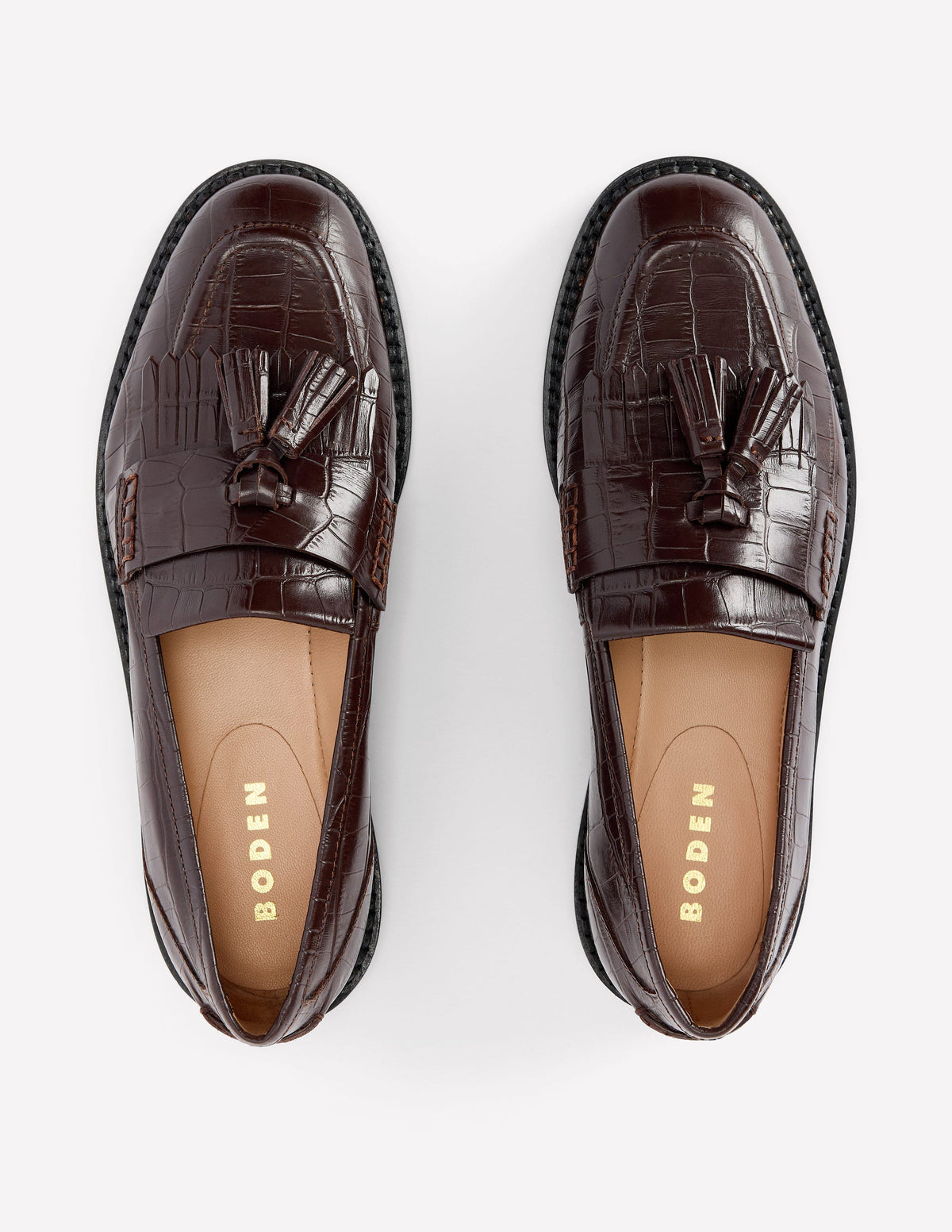 Nya Ghillie Flat Loafers-Chocolate Croc Embossed - Image 5