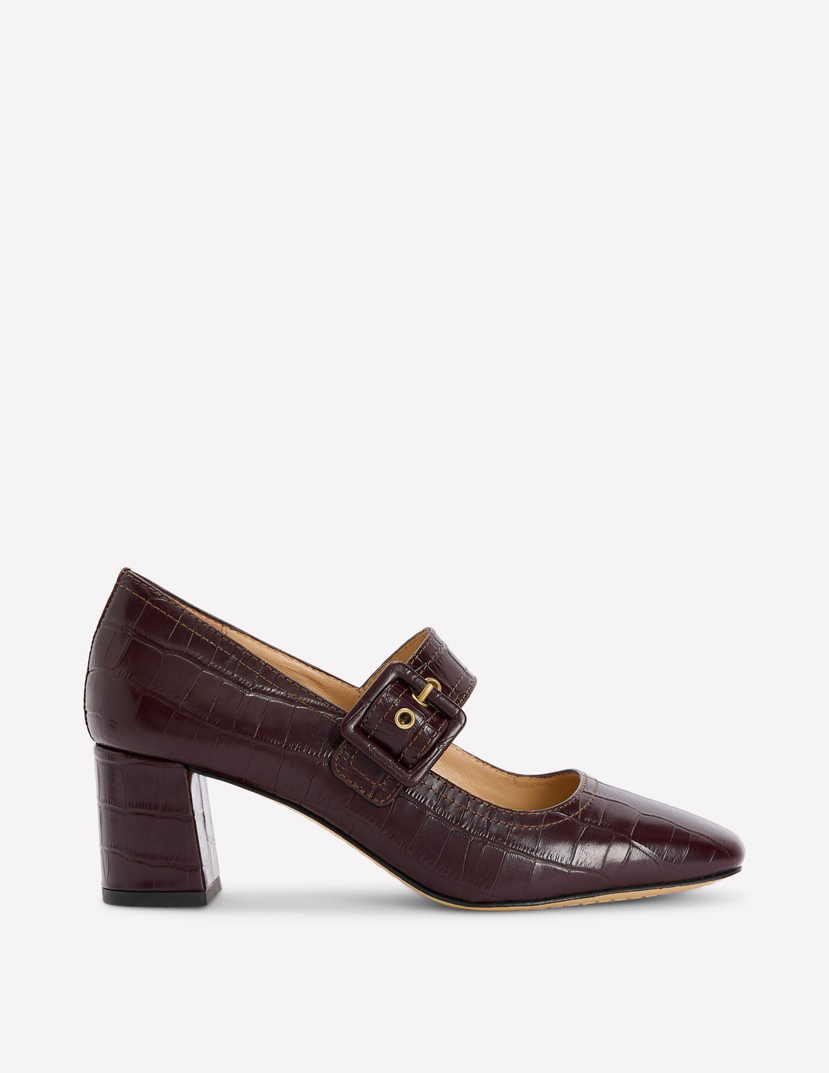 Buckle Strap Block Heels-Oxblood-1
