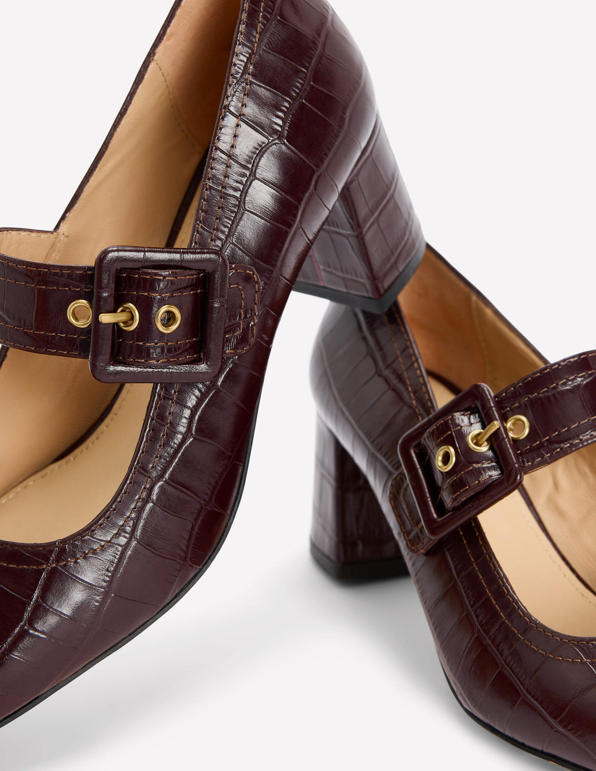 Buckle Strap Block Heels-Oxblood-4