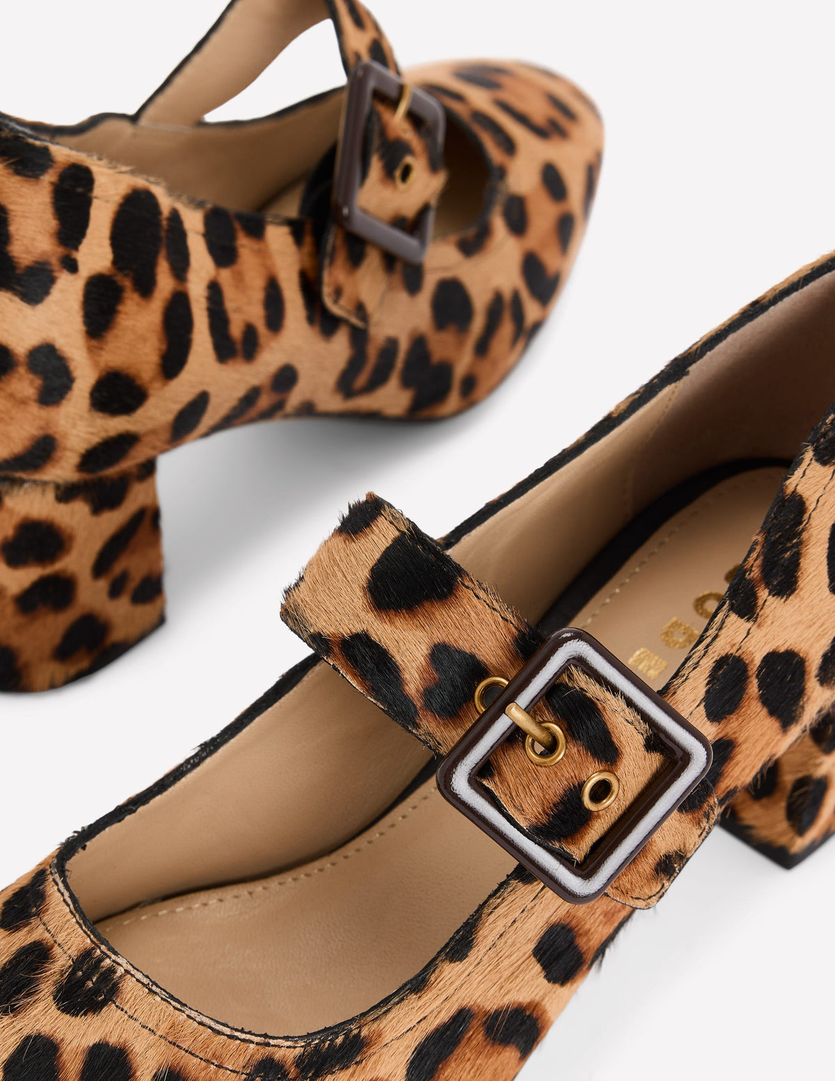 Buckle Strap Block Heels-Classic Leopard-4