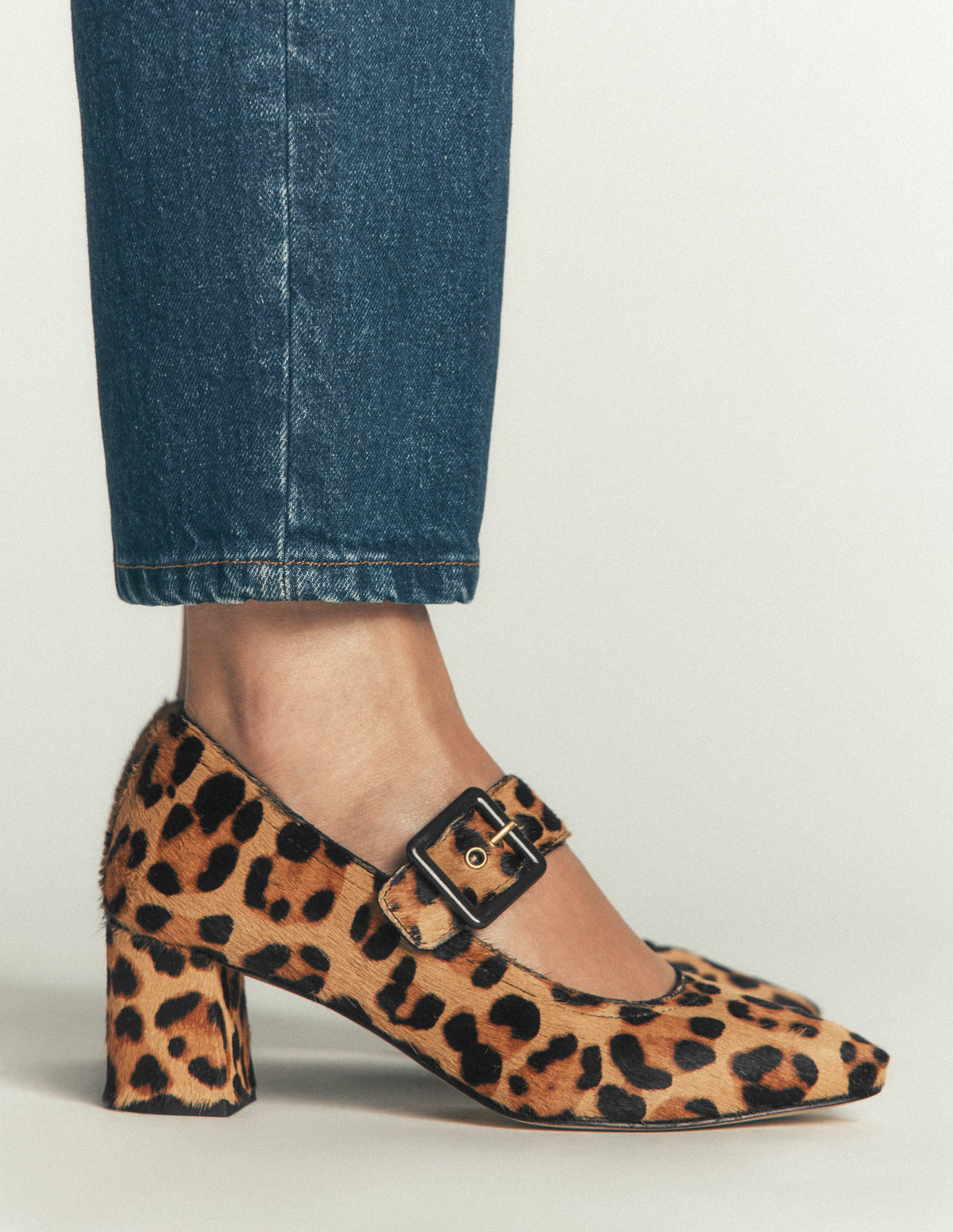 Buckle Strap Block Heels-Classic Leopard - Image 2