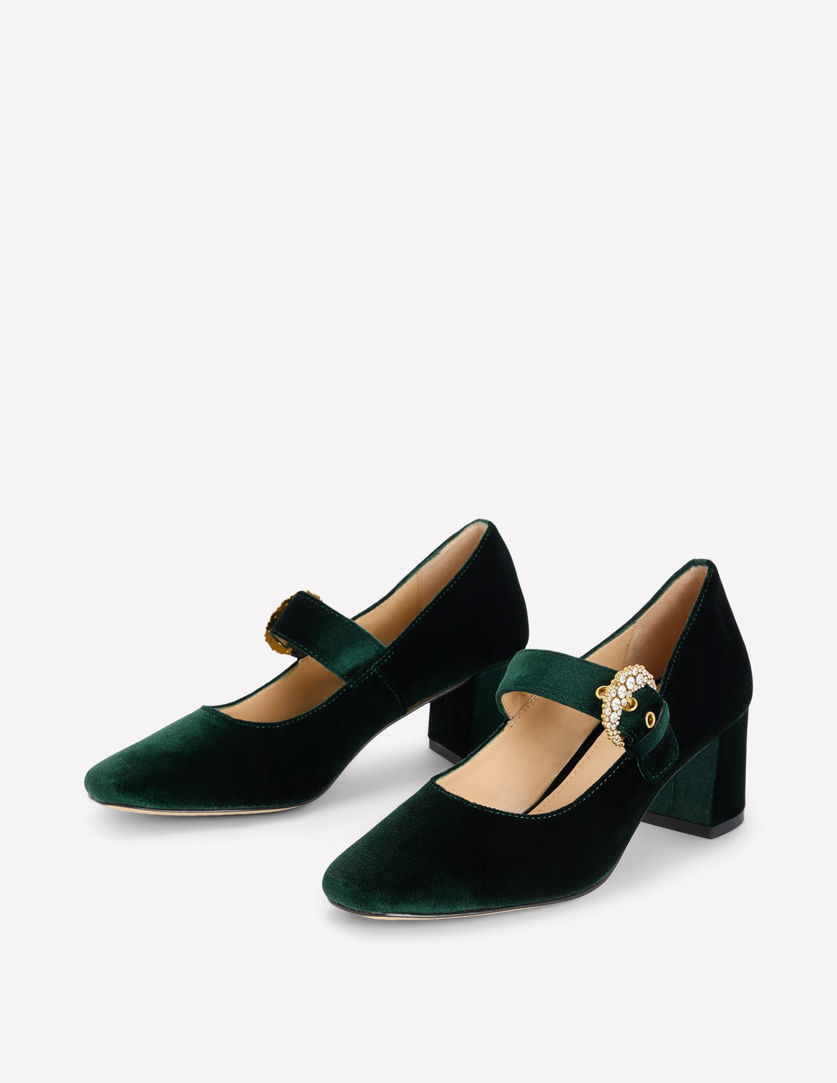 Buckle Strap Block Heels-Scarab Green-3