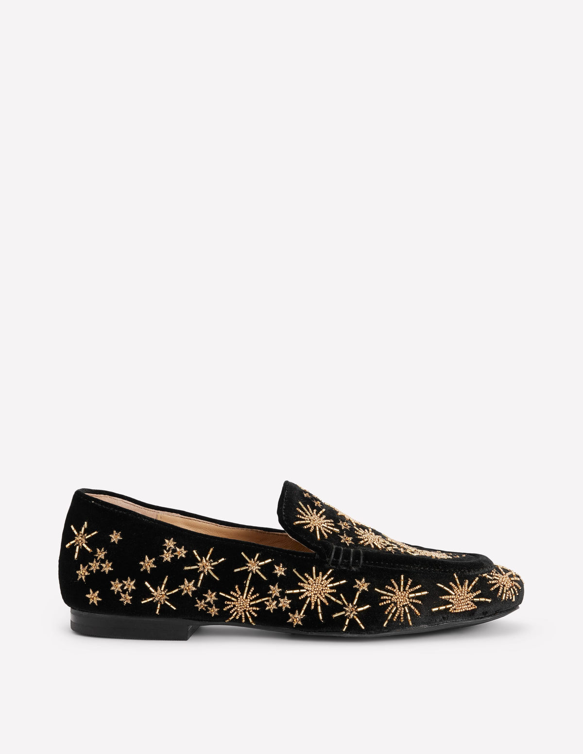 Dinah Embellished Loafers-Black, Gold Stars-1