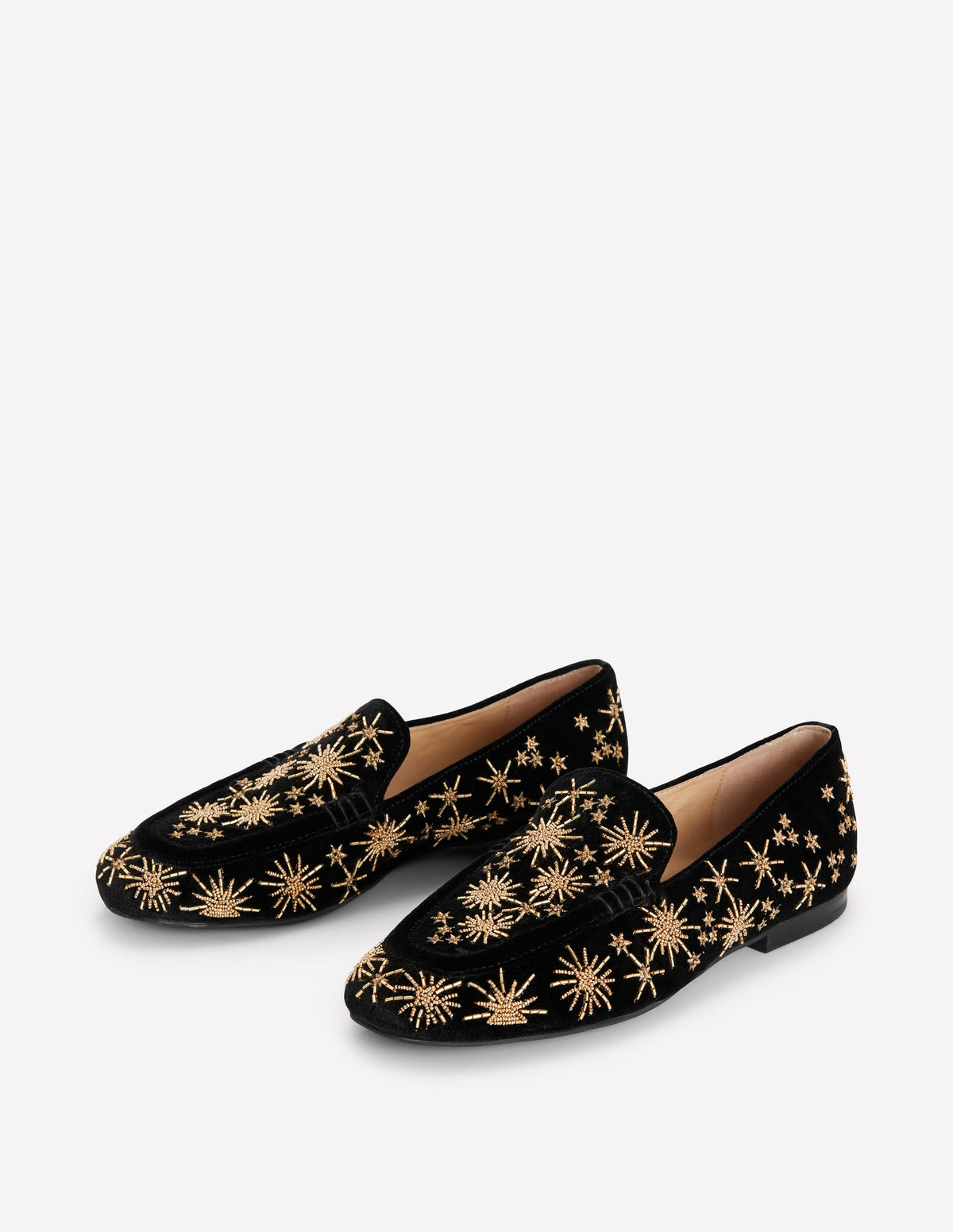 Dinah Embellished Loafers-Black, Gold Stars - Image 3