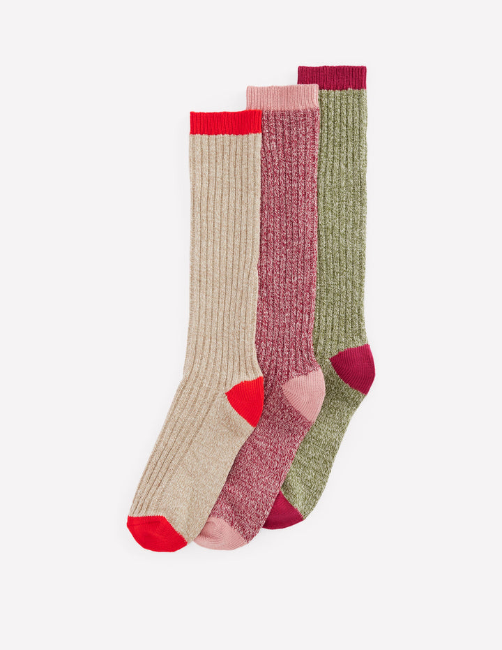 Ribbed Knee Socks 3-Pack-Multi