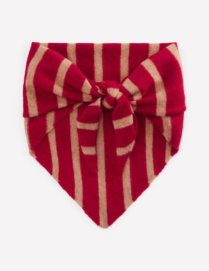 Cashmere Neckerchief-Poppy Red/ Camel Stripe