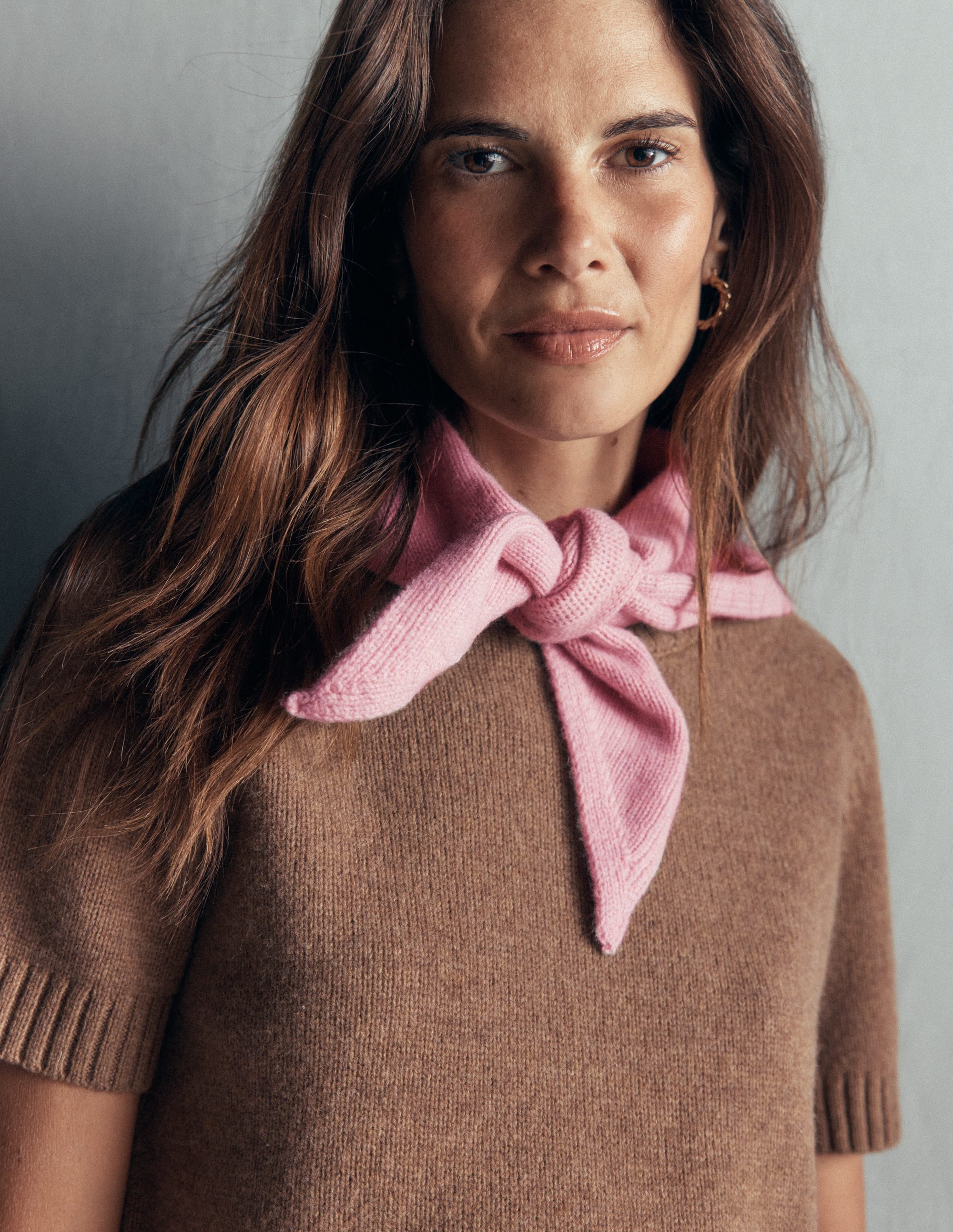 Merino Knitted Neckerchief-Blush Pink - Image 2