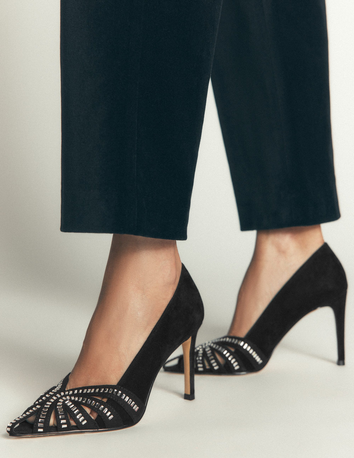 Caged Court Shoes-Black-2
