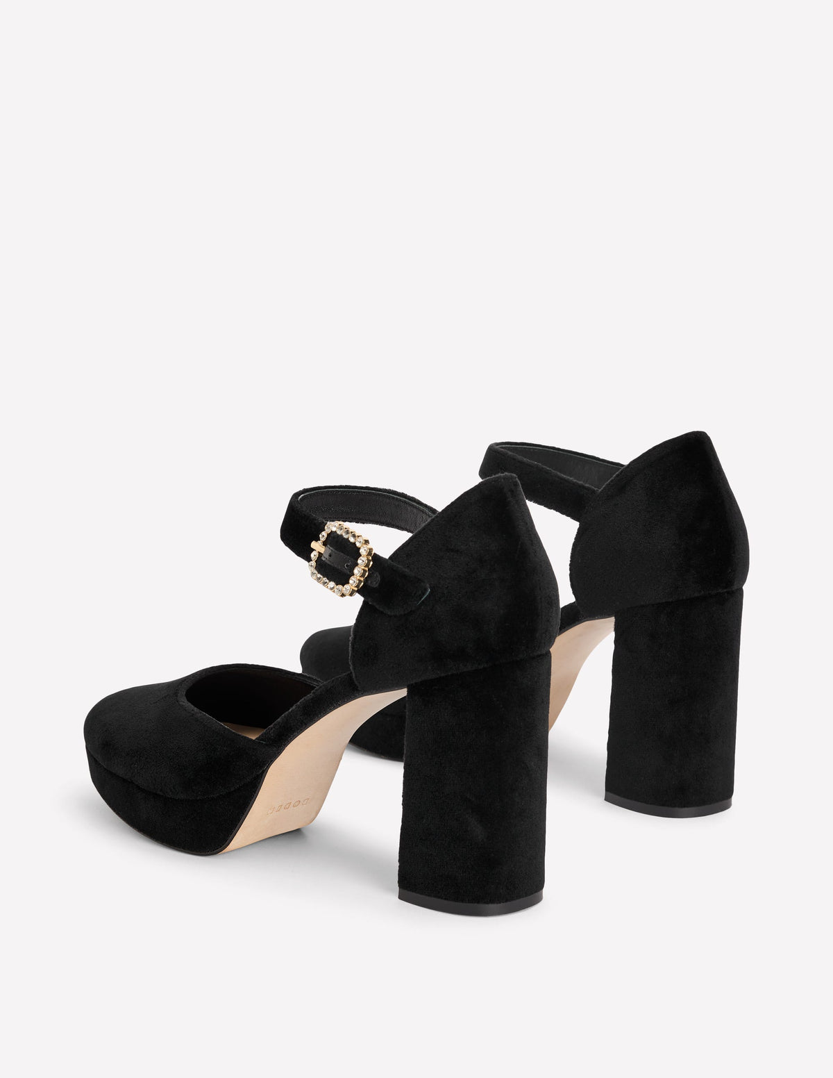 Jewelled Buckle Platform Heels-Black - Image 5