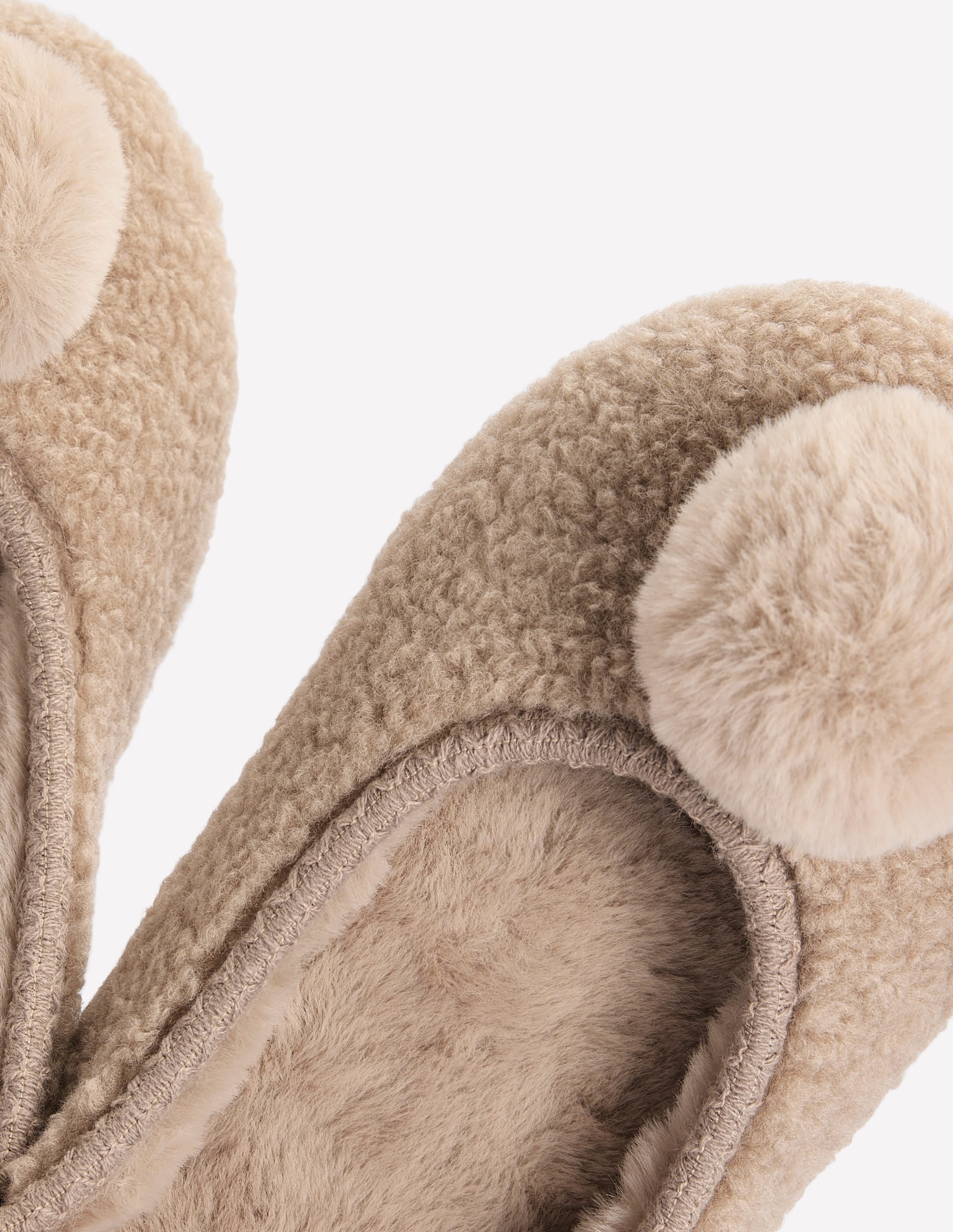 Borg Pompom Slippers-Natural - Image 4