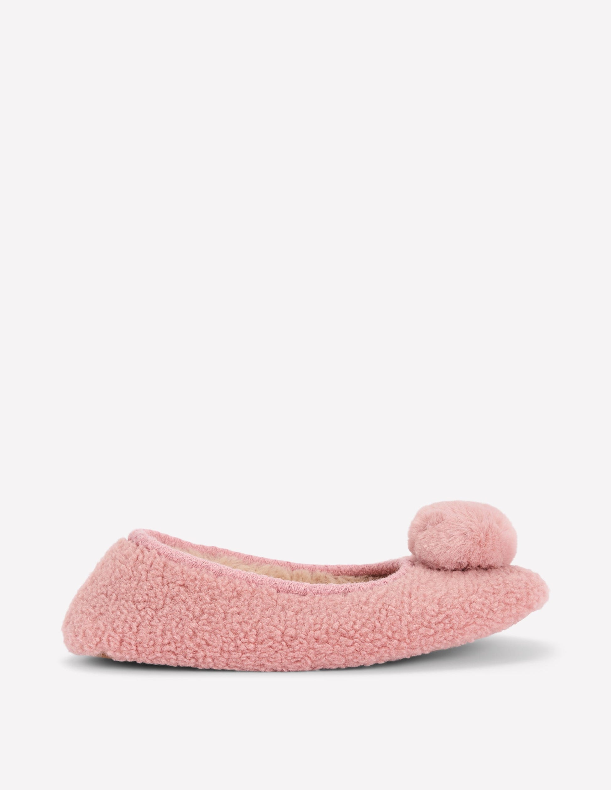 Borg Pompom Slippers-Pink-1