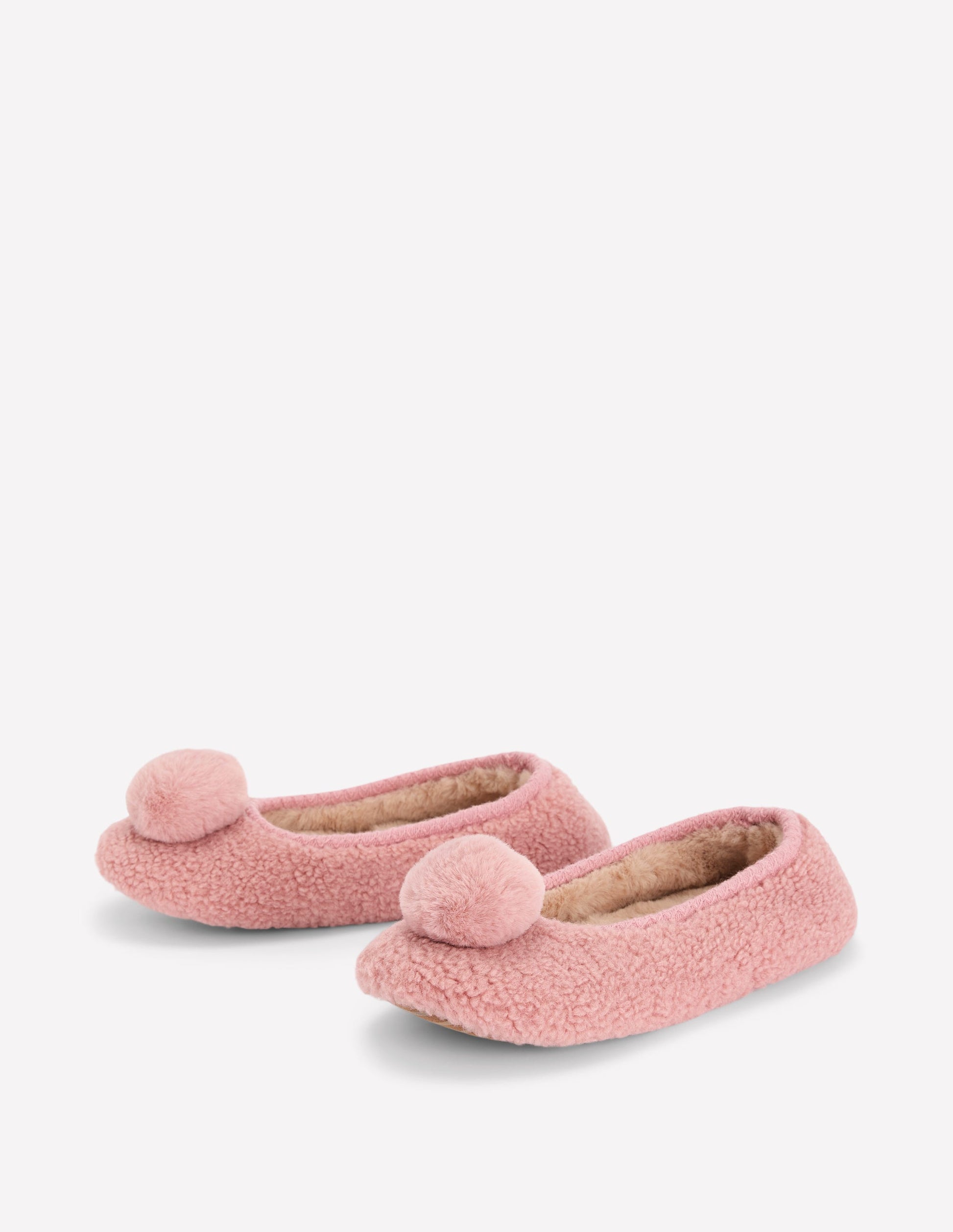 Borg Pompom Slippers-Pink-3