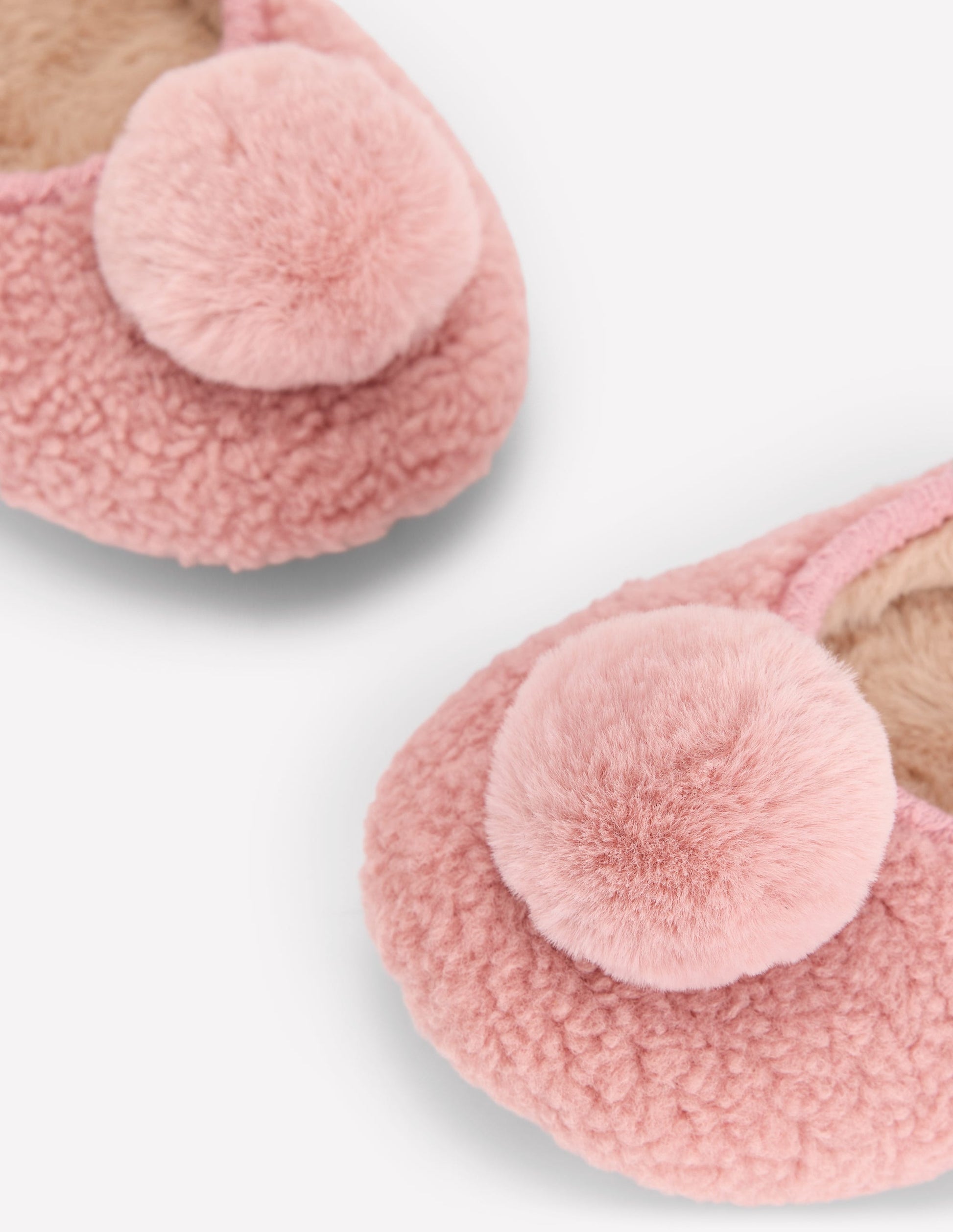 Borg Pompom Slippers-Pink-4
