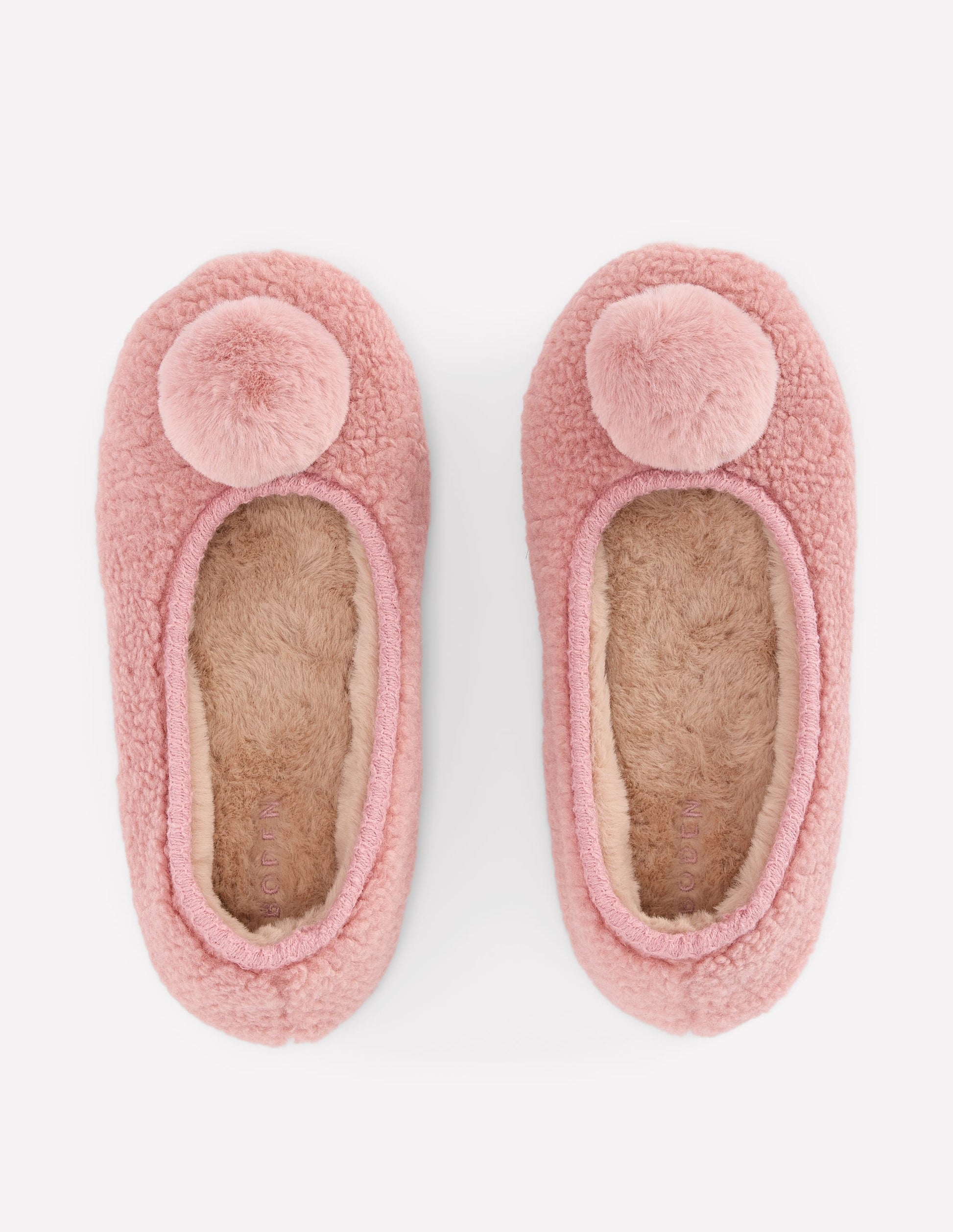 Borg Pompom Slippers-Pink-5