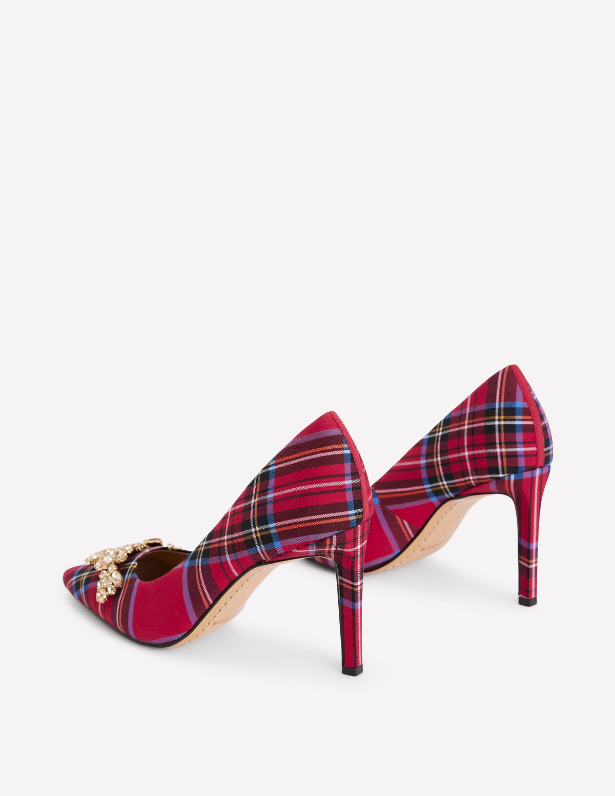 Embellished Court Shoes-Red Tartan-5