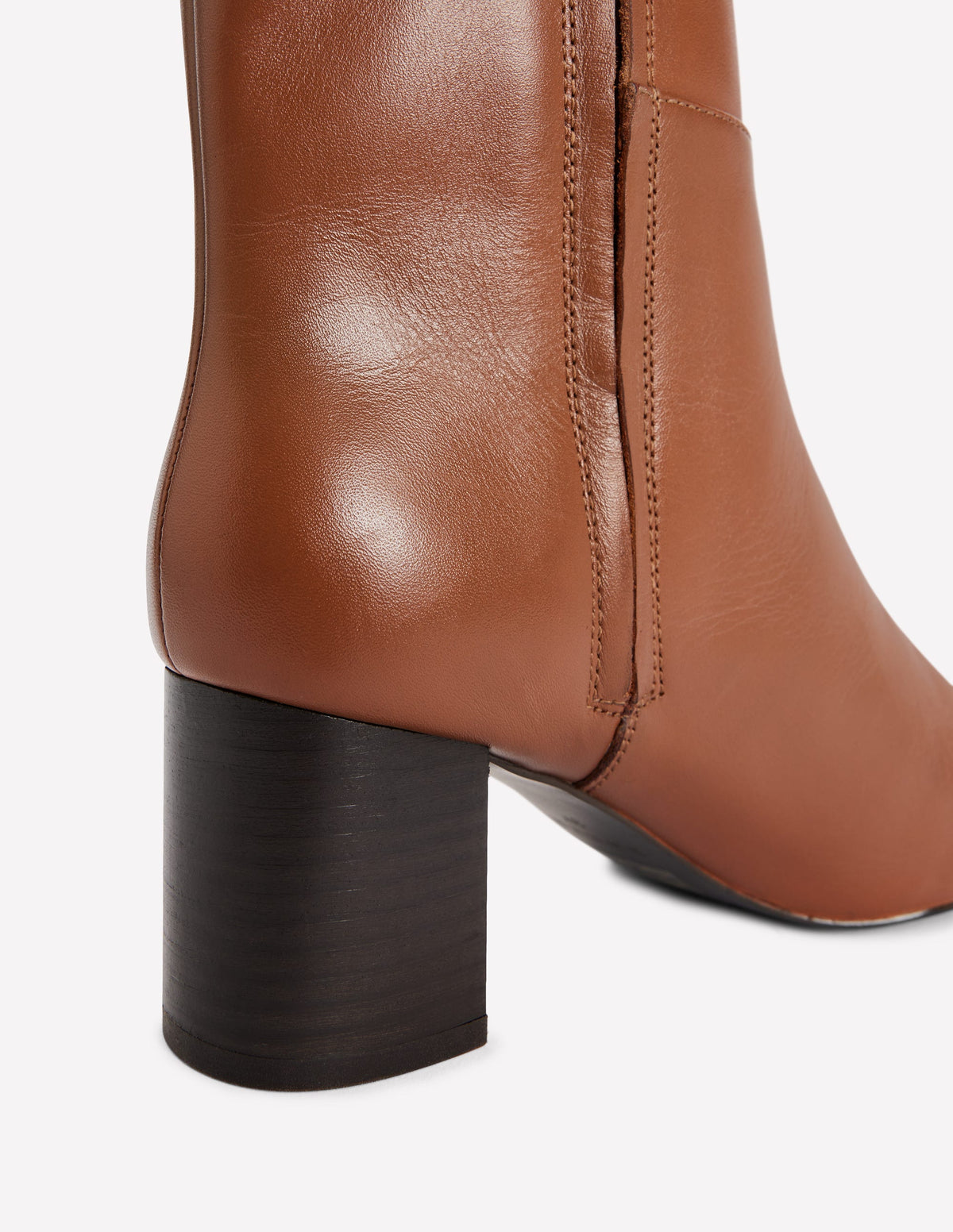 Seam Detail Knee Boots-Tan Leather - Image 4