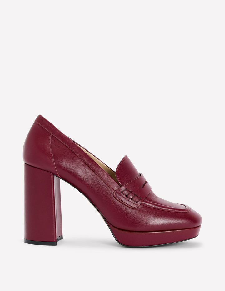 Platform Heeled Loafers-Oxblood