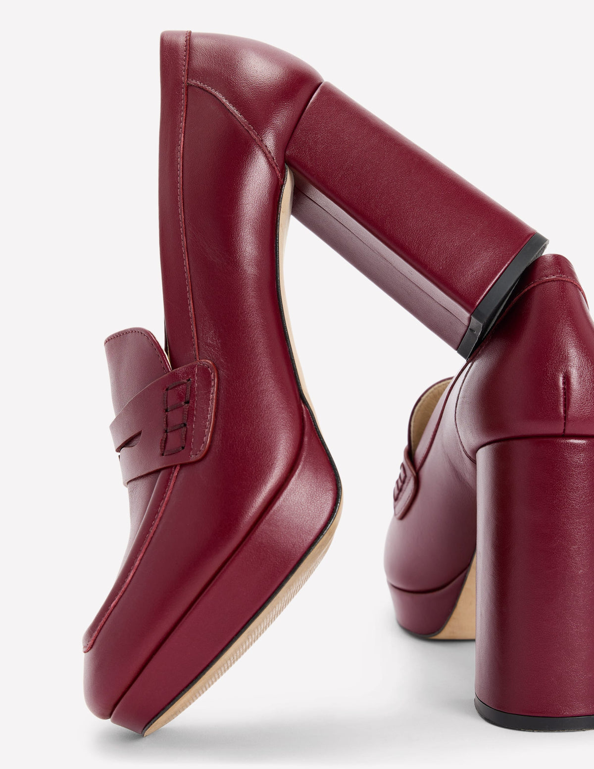 Platform Heeled Loafers-Oxblood-4