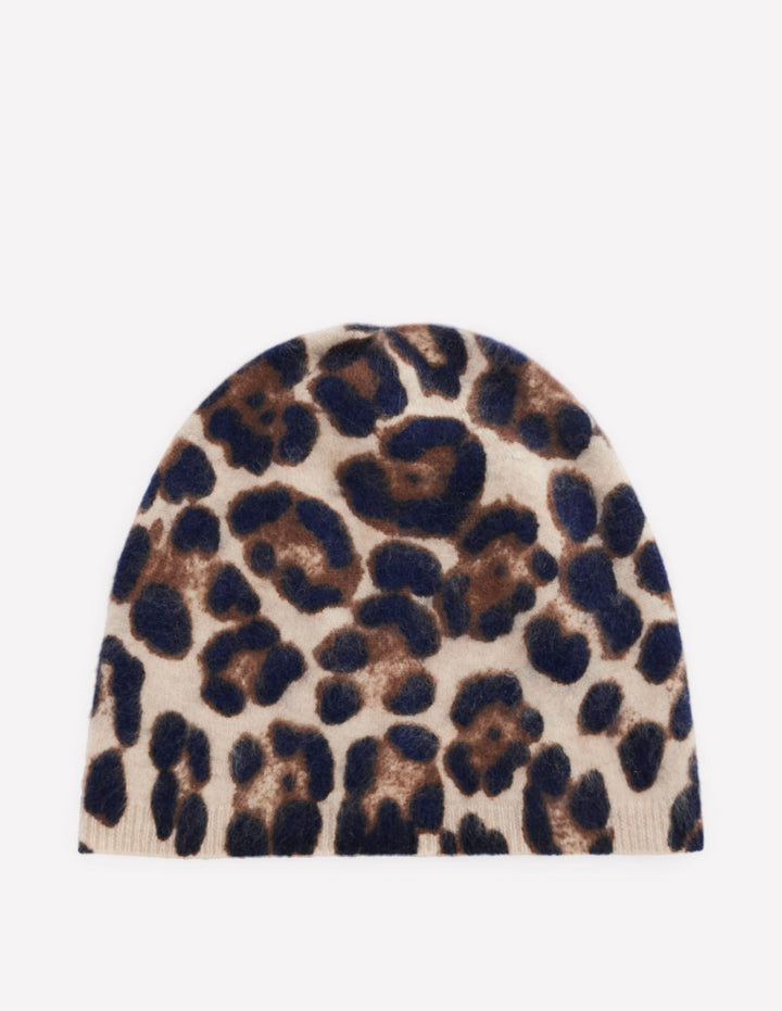Brushed Cashmere Beanie-Leopard