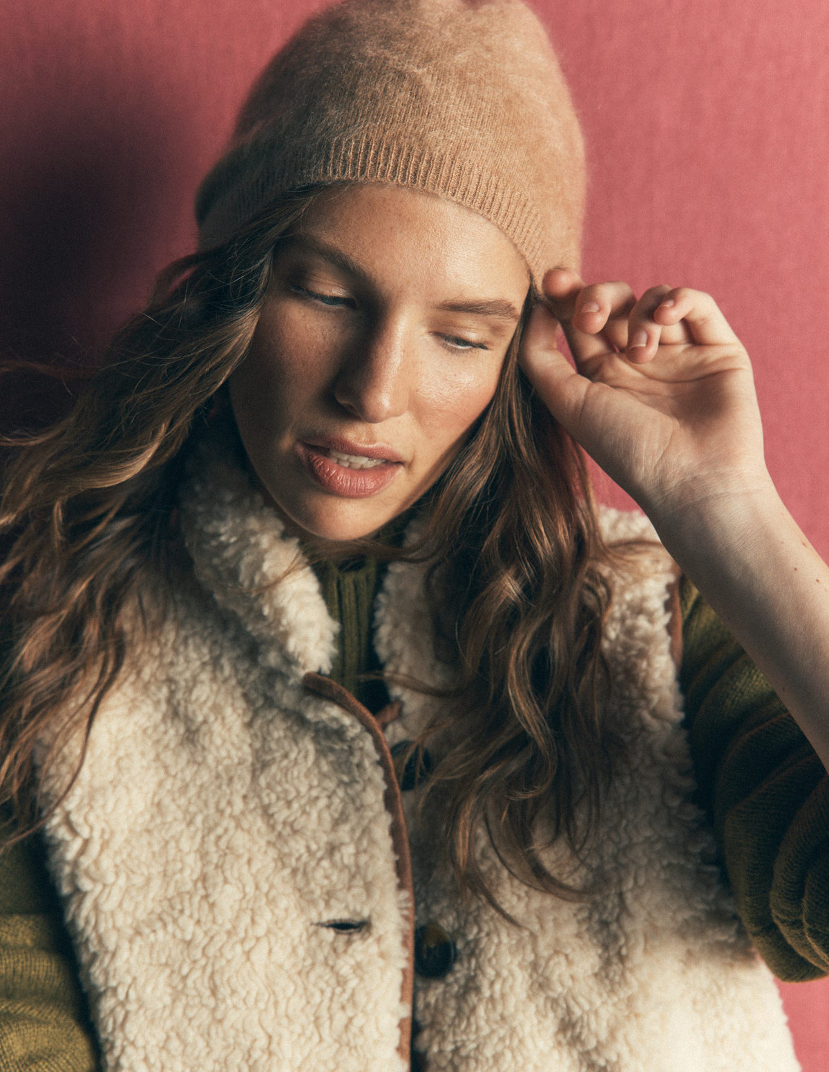 Brushed Cashmere Beanie-Camel-2