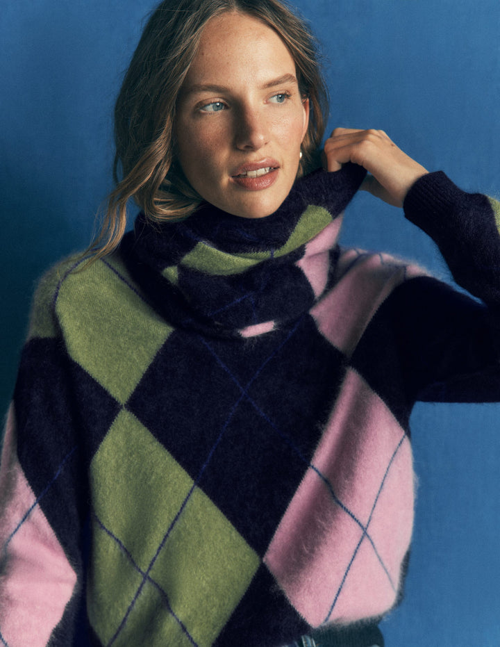 Brushed Cashmere Snood-Multi Argyle