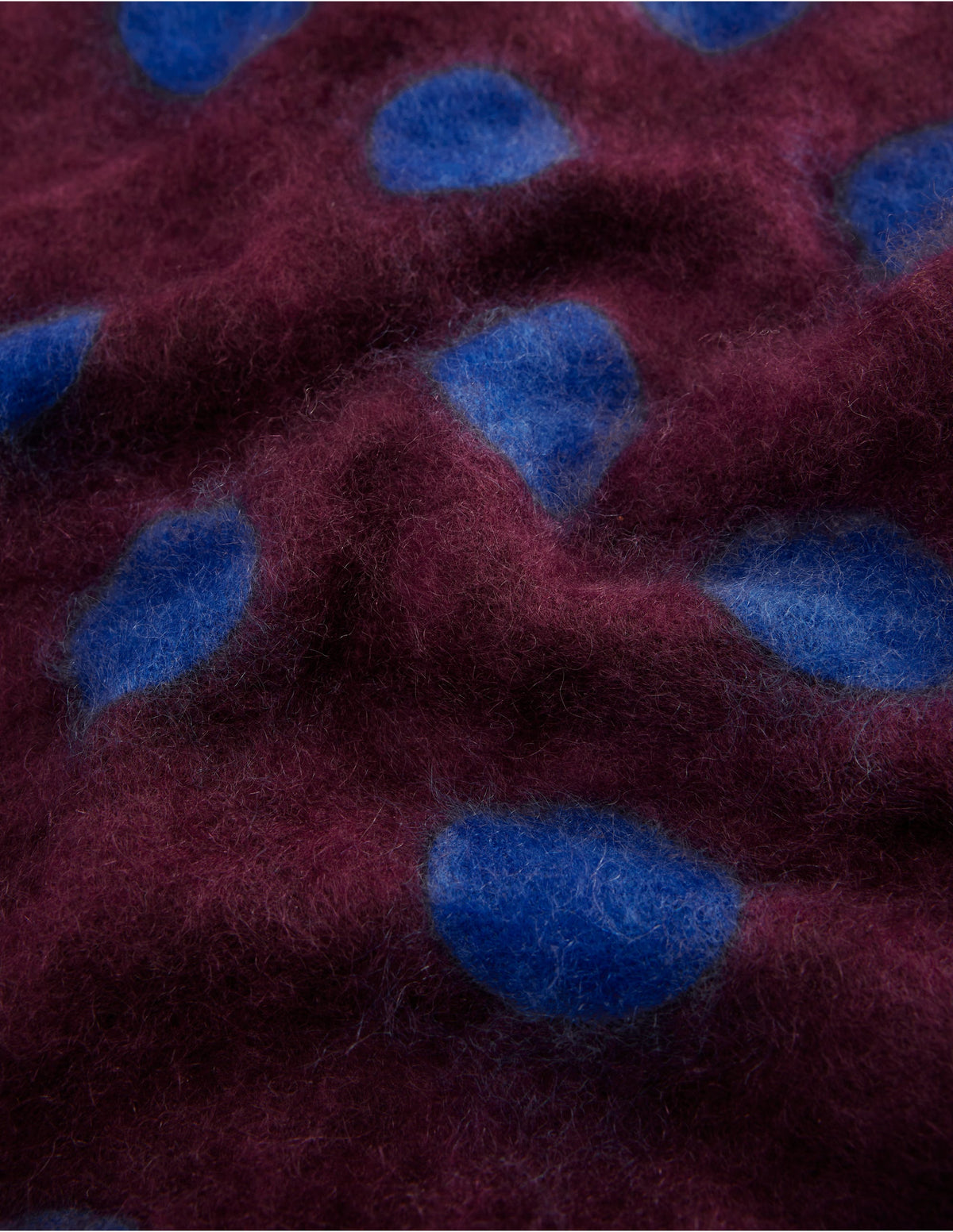 Brushed Cashmere Snood-Dark Cherry, Blue Spot - Image 3