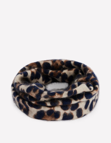 Brushed Cashmere Snood-Leopard