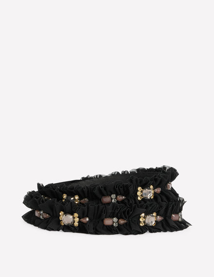 Embellished Tie Belt-Black
