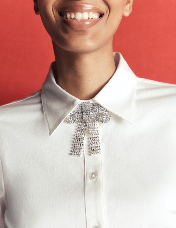 Sparkle Bow Brooch-Clear