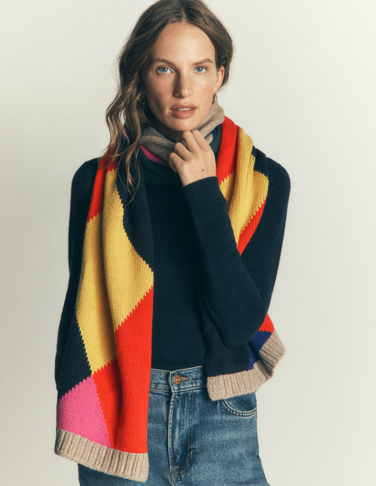 Knit Scarf-Multi Argyle-2